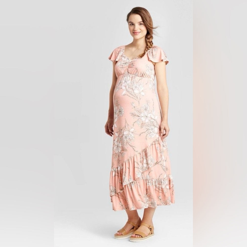 Isabel Maternity Floral Pink Maternity Dress